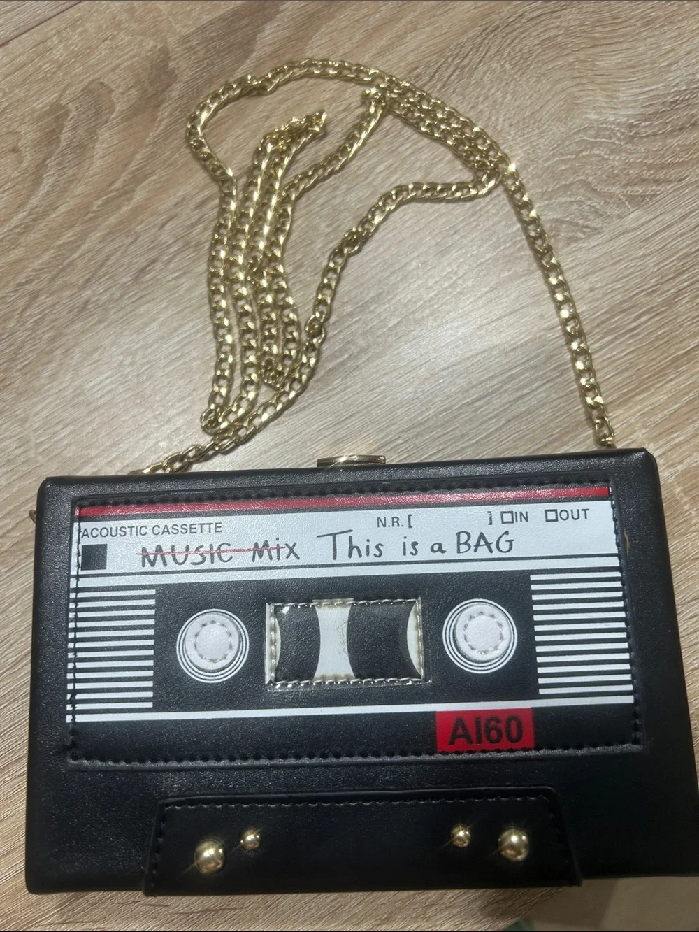 Adorable cassette tape crossbody bag